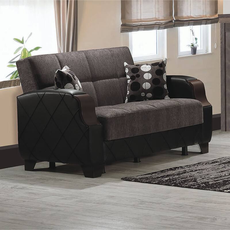 Collection Upholstered Convertible Loveseat With Storage