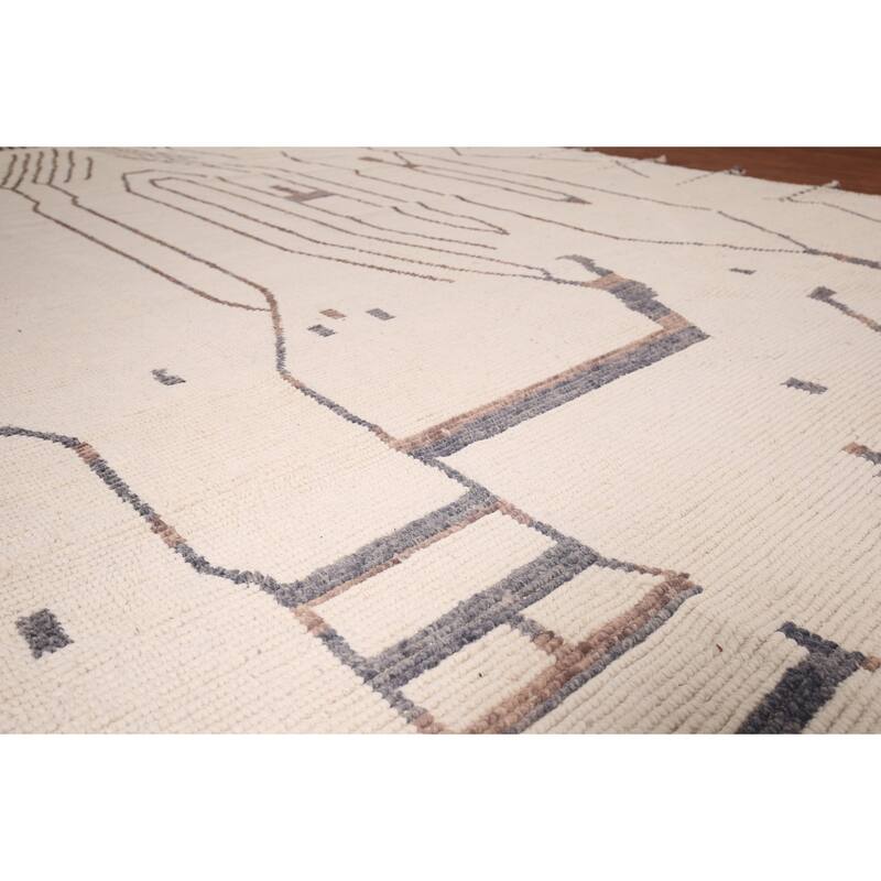 All-Over Abstract Moroccan Large Oriental Rug Handmade Wool Carpet - 9'11"x 14'5"