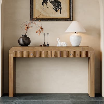 54.3''W Console Table with Fluted Drawer Front, Entryway Table, Sturdy Sofa Table for Hallway