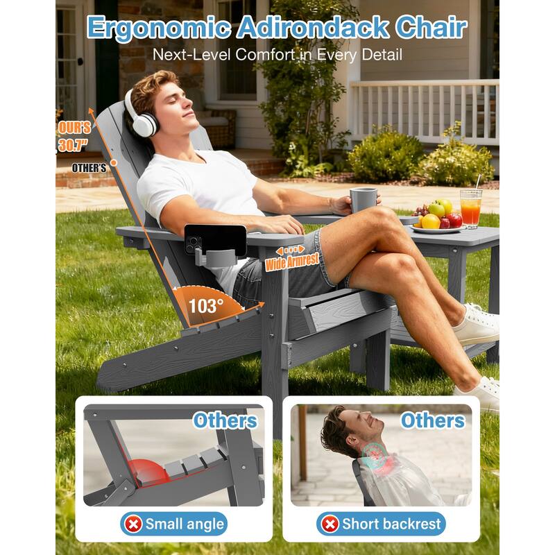 WINSOON All Weather HIPS Outdoor Plastic Adirondack Chairs