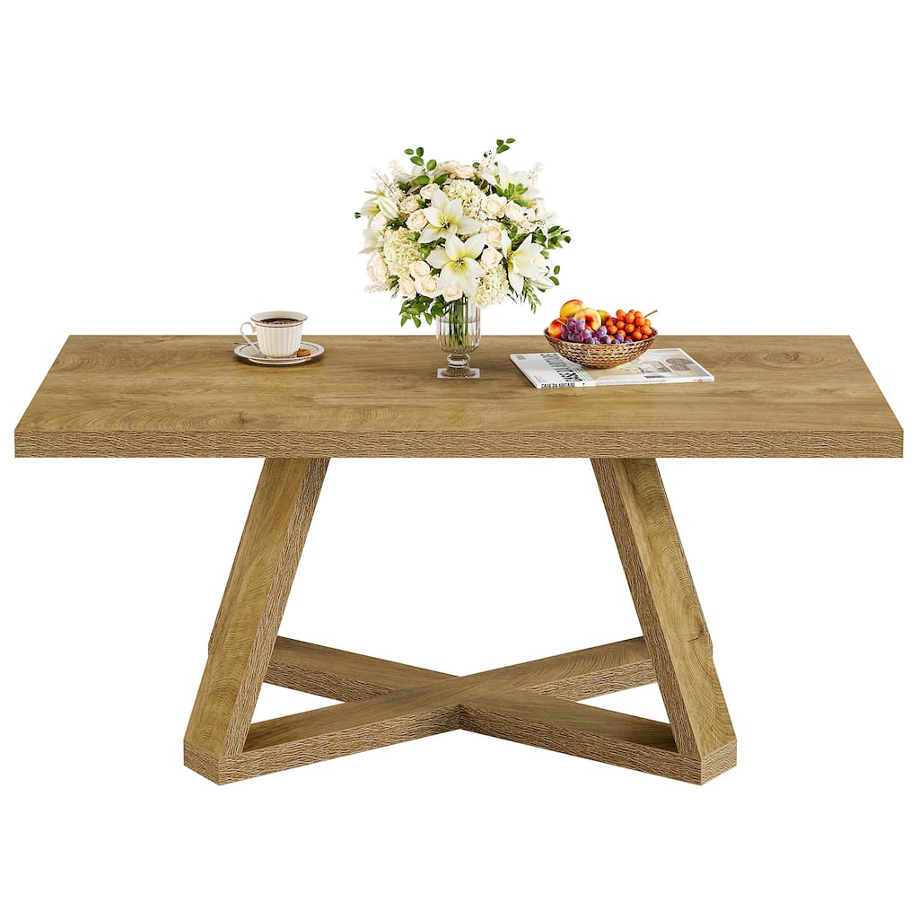 Farmhouse Coffee Table for Living Room, Rectangle Cocktail Tea Table