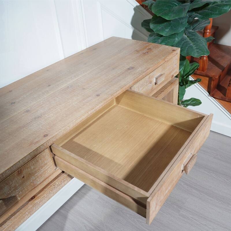 Rustic Wooden Console Table with 3 Drawers