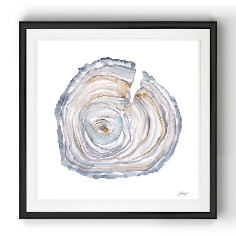 Watercolor Tree Ring II -Black Framed Print - 18 X 18 Black