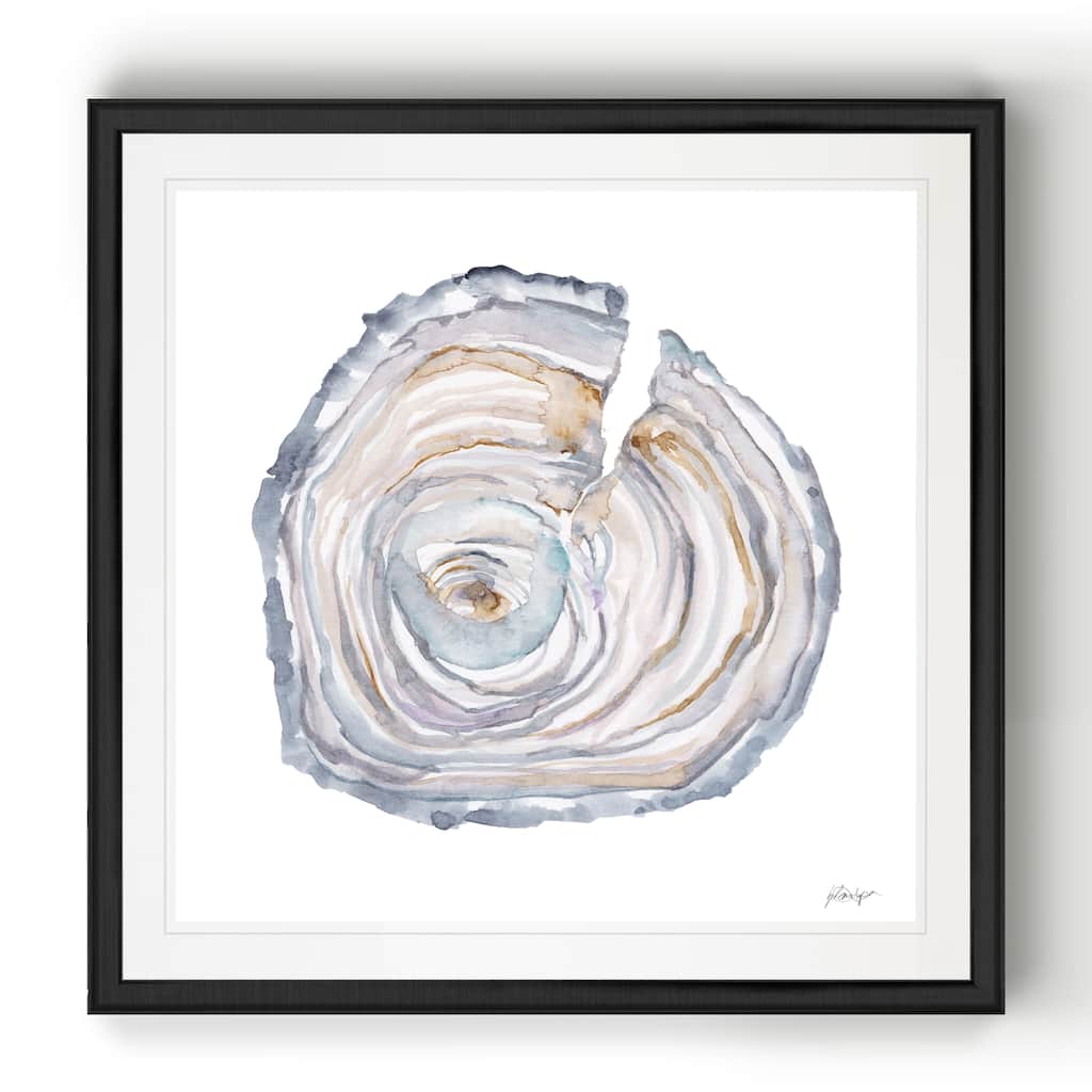 Watercolor Tree Ring II -Black Framed Print