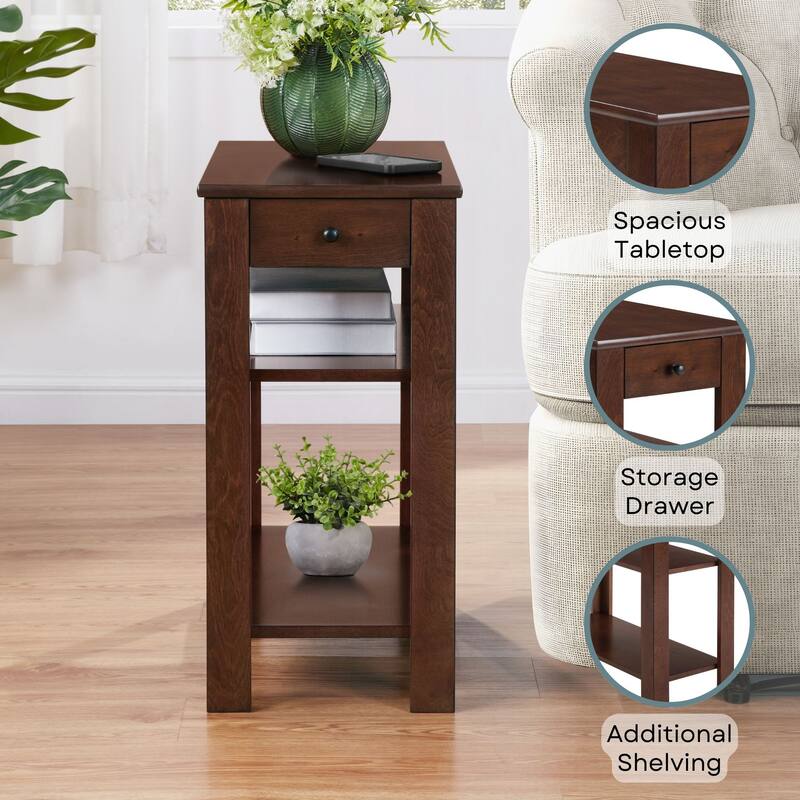 Convenience Concepts Designs2Go 1 Drawer Baja Chairside End Table with Shelves