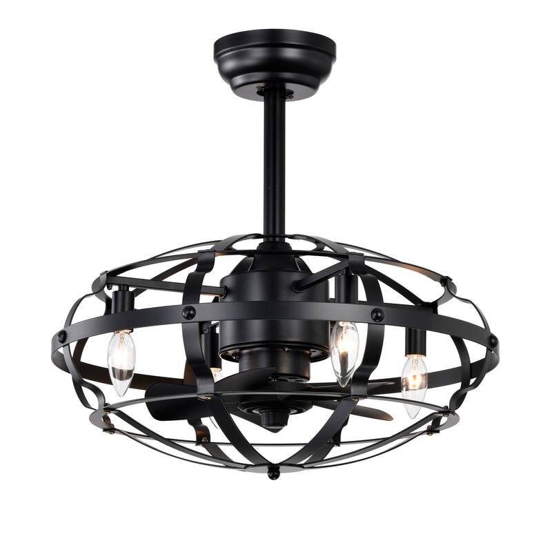 Enclosed Ceiling Fan Light with Reversible Motor and Remote Control, Adjustable 3 Speed Settings for Bedroom and Living Room