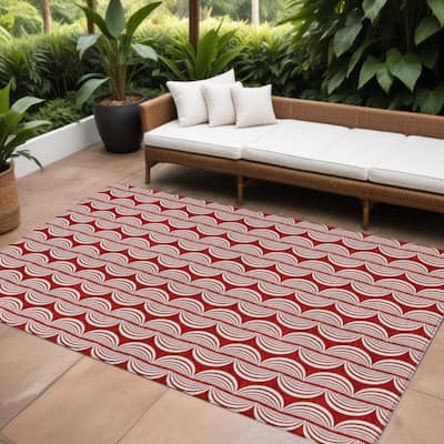 HomeRoots Ogee Transitional Rectangle Outdoor Rug