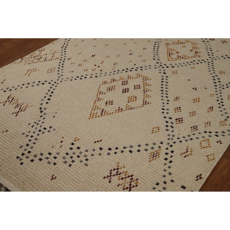 Moroccan Oriental Area Rug Hand-Knotted Wool Carpet - 5'1" x 8'0"
