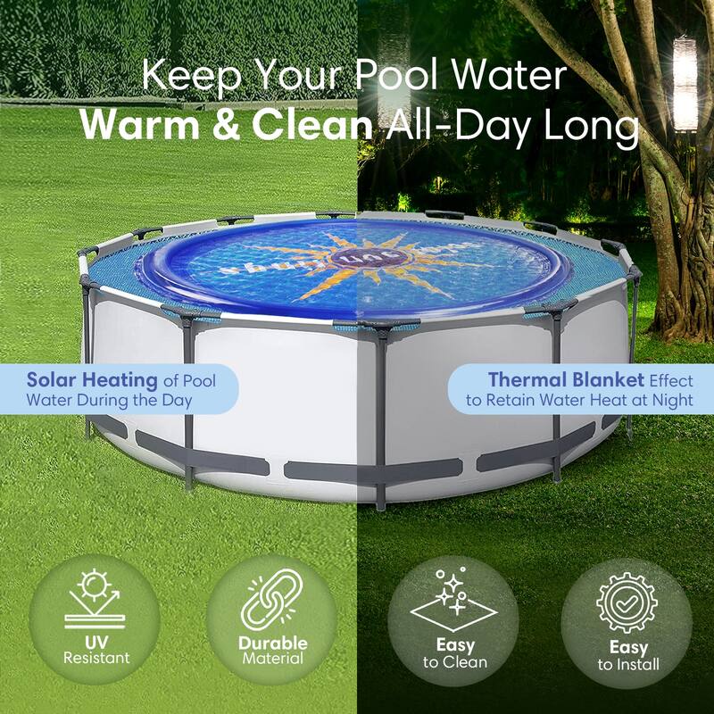Solar Sun Rings UV Resistant Pool Spa Heater Circular Solar Cover, Blue (9 Pack) - 60 x 60 x 2 inches