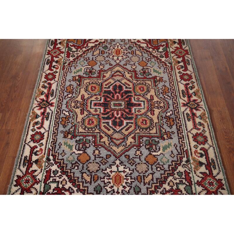 Heriz Serapi Indian Accent Rug Handmade Wool Carpet - 3'2"x 5'0"
