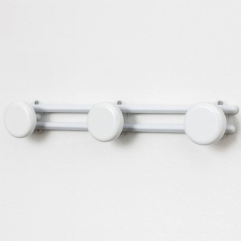 Wall Mounted Coat and Hat 3 Hooks Rail/Rack White - 17" L x 2.7" D x 2.8" H