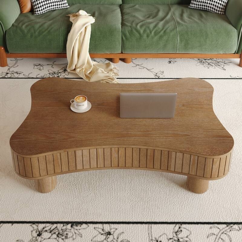 Lift Top Coffee Table with Fluted Panel Hidden Storage