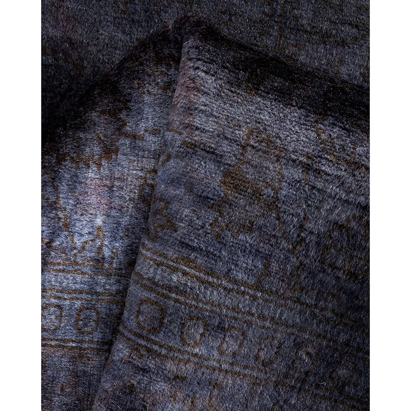 Overton Hand Knotted Wool Vintage Inspired Modern Contemporary Overdyed Gray Area Rug - 2' 7" x 8' 1"