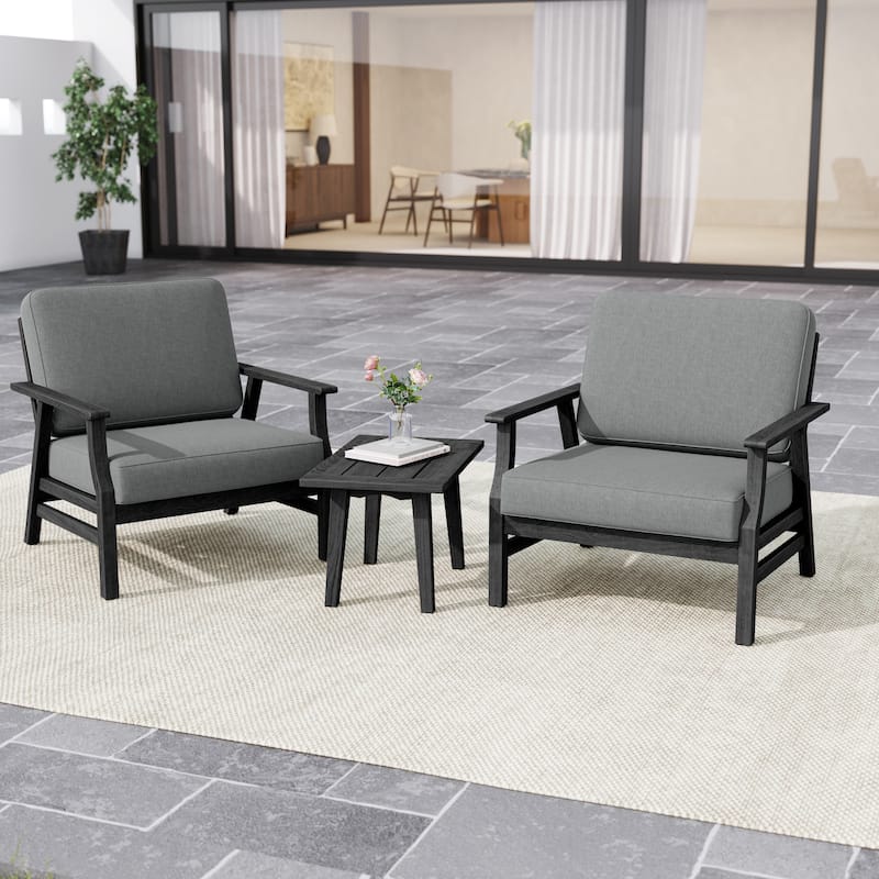 2 Set Outdoor Club Chairs with Cushions Acacia Wood Patio Chairs