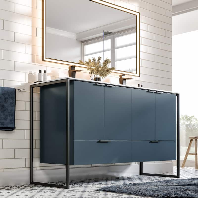 Eviva Onyx Wall Mount Bath Vanity with Solid Surface Top
