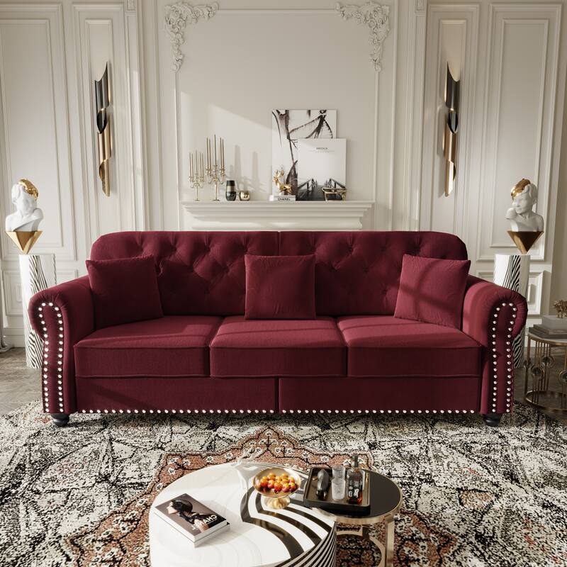 Mid-Century Modern Chesterfield Sofa with Button Tufted