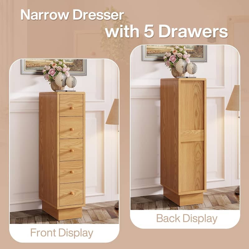 39.37" H Tall Narrow Dresser for Bedroom, Slim Storage Drawers Organizers for Small Space