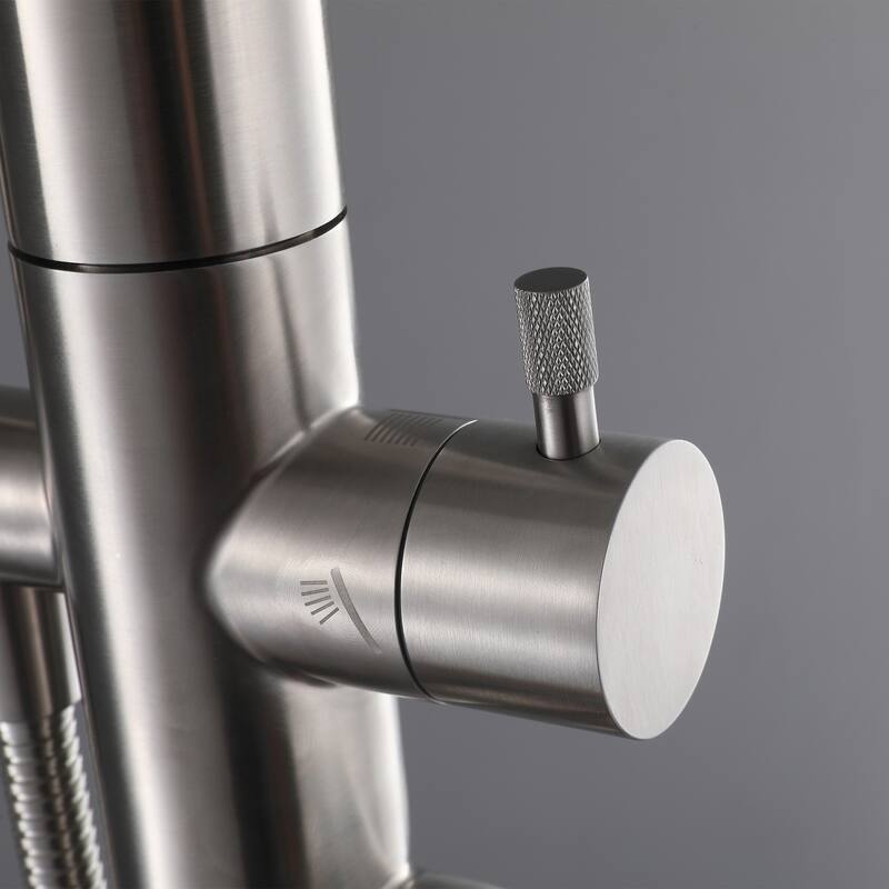 91"H Stainless Steel Freestanding Outdoor Shower with Handheld shower