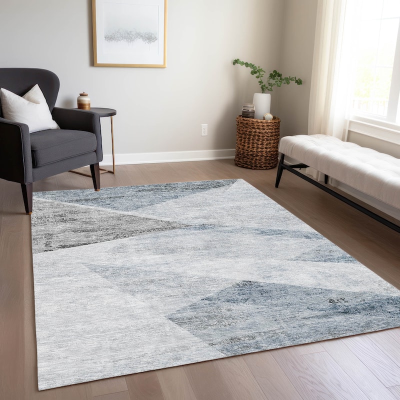 Machine Washable Indoor/ Outdoor Chantille Contemporary Geo Rug