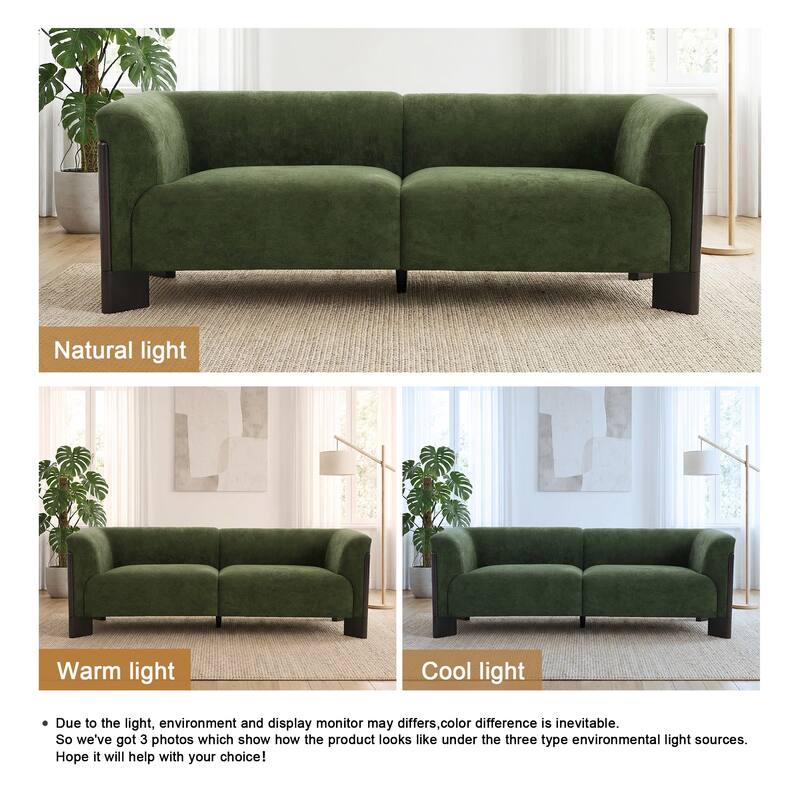 Mid-Century Tuxedo Arm Roomy Barrel Chair Oversized Loveseat Sofa