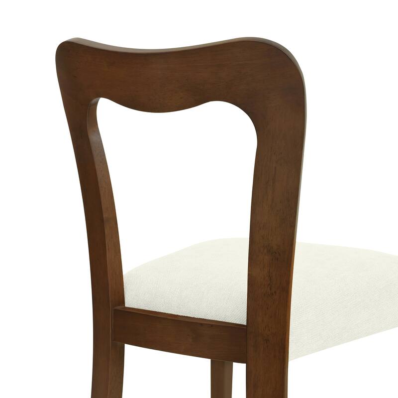 Set of 2 Modern Dining Chairs with Rubberwood Frame and Upholstered Seats - Open Back Armless Design
