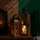 preview thumbnail 21 of 49, Glitzhome 2-Piece Oversize Farmhouse Wood/ Metal Hanging Candle Holders Decorative Lanterns