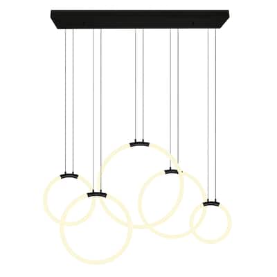 Hoops 5 Light LED Chandelier With Black Finish