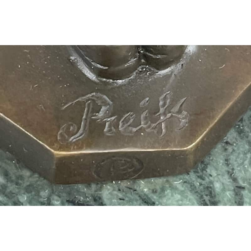 Young Girl Child Fishing Bronze Metal Statue Sculpture Figure On Marble Base