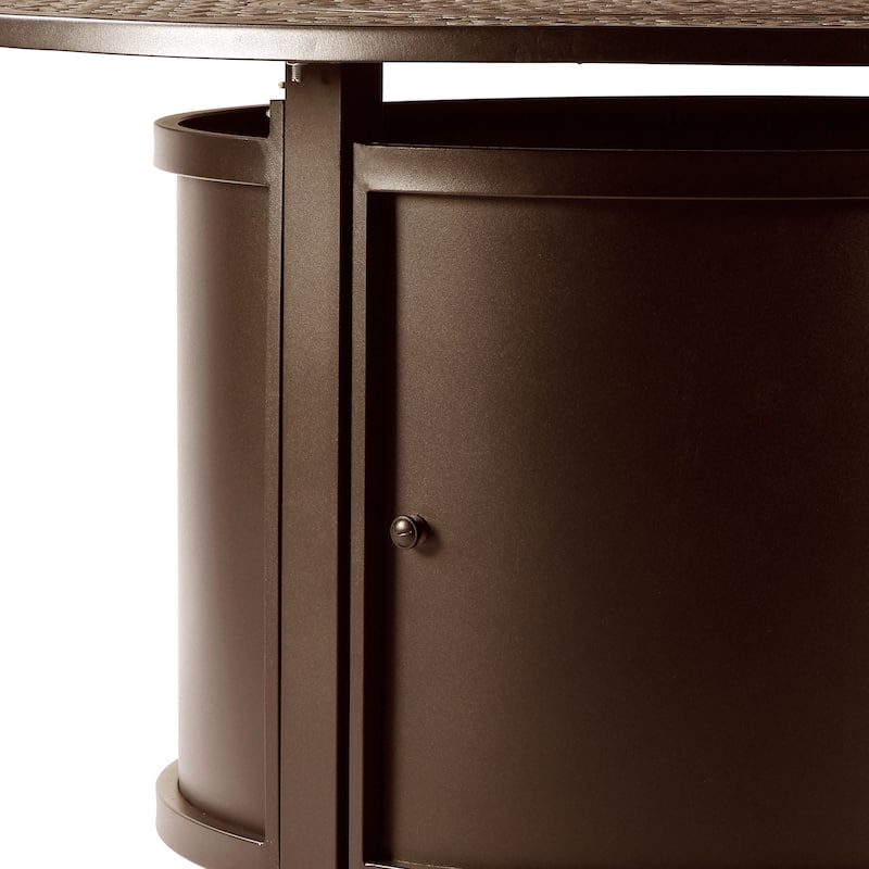 Round 44 in. x 44 in. Aluminum Propane Fire Pit Table with Glass Beads, Two Covers, Lid, 57,000 BTUs