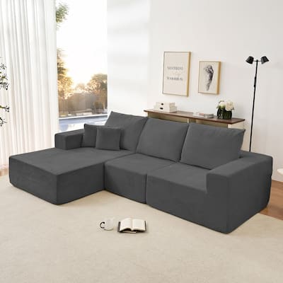 Mixoy W108"Corduroy Fabric Sectional Couch,3-Pieces Free-Combined Cloud Modular Modern L-Shaped Sofa with Chaise Lounge