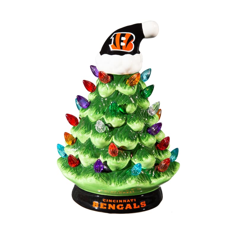8" LED Ceramic Tabletop Christmas Tree, Cincinnati Bengals