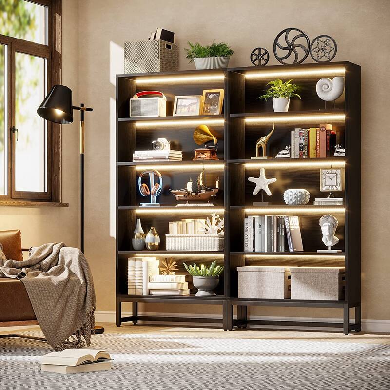 70.8" Tall Bookcase and Bookshelf 5-Tier Storage Shelves Free-Standing