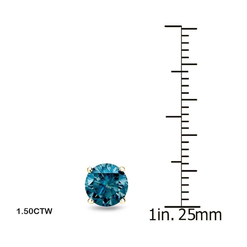 Auriya 1/4 to 2ctw Blue Diamond Stud Earrings 14k Yellow Gold (I1-I2) - 1.50ctw