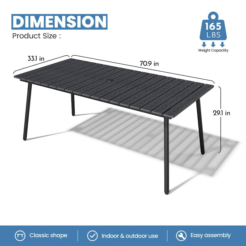 VredHom Outdoor Patio Dining Set Folding Chairs and Dining Table - Set of 7