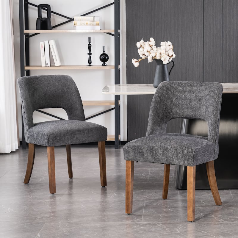 Wooden Dining Chairs Set of 2/4/6,Modern Fabric Upholstered Dining Room Chair Kitchen Chairs - Set of 2 - Charcoal