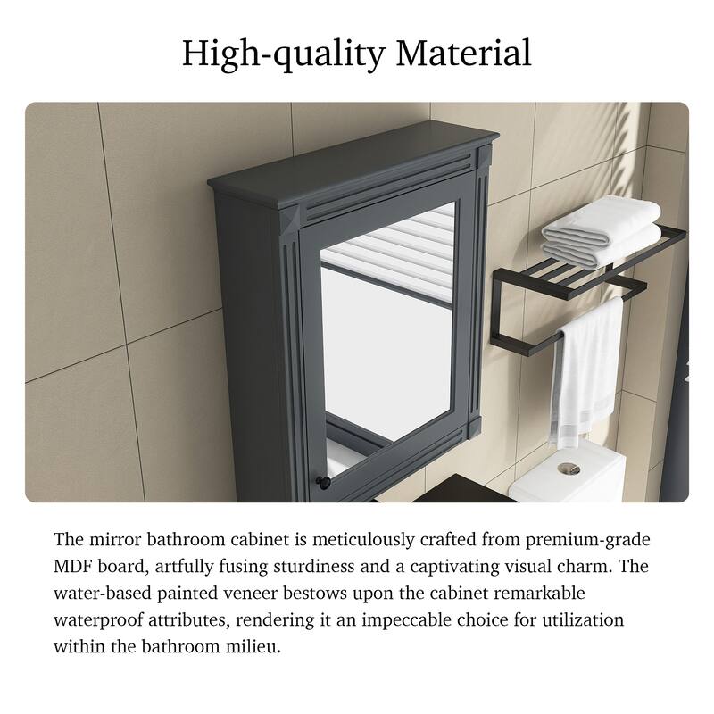 24'' x 27'' Wall Mounted Medicine Cabinet with Height Adjustable Shelf