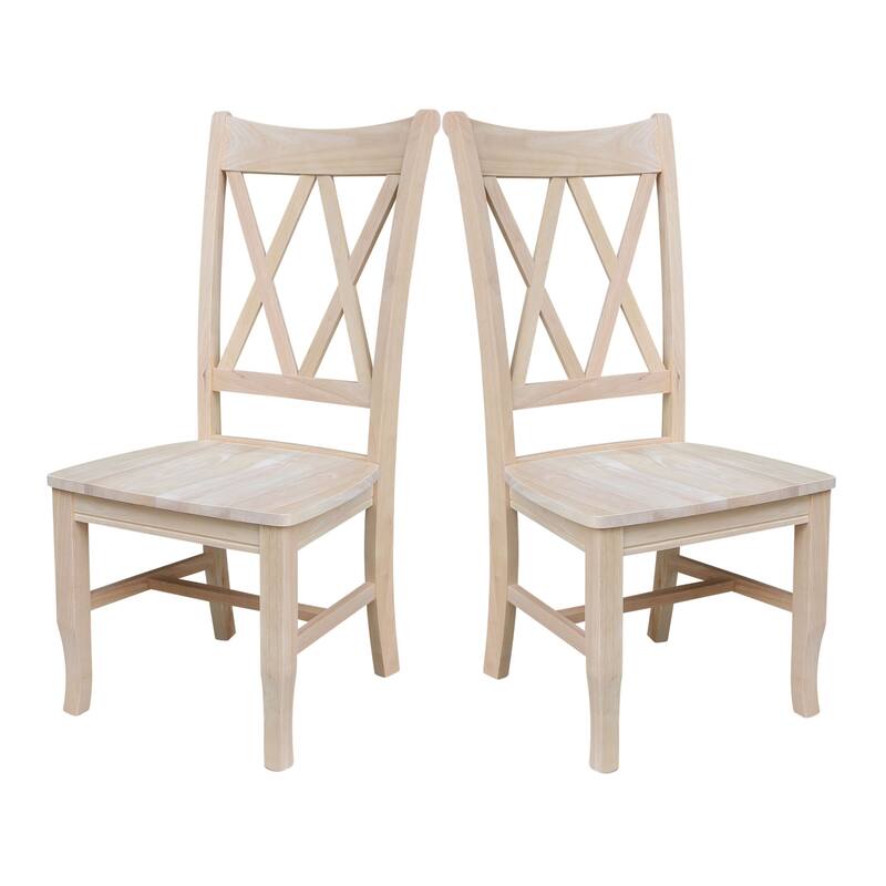 International Concepts Solid Wood Set of 2 Double X-Back Dining Chairs