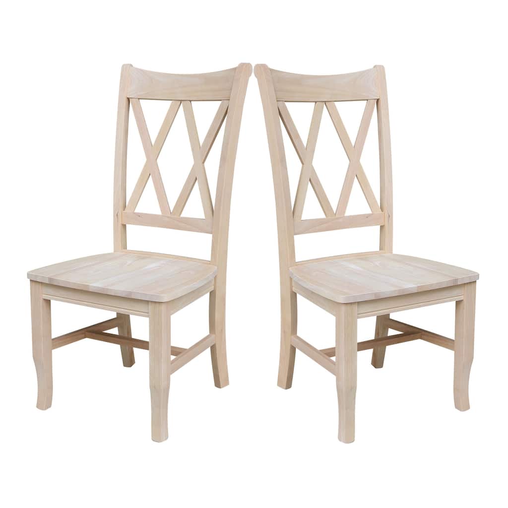 International Concepts Solid Wood Set of 2 Double X-Back Dining Chairs