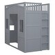 preview thumbnail 26 of 30, Twin Size Solid Wood House Loft Bed with Ladder & Wardrobe
