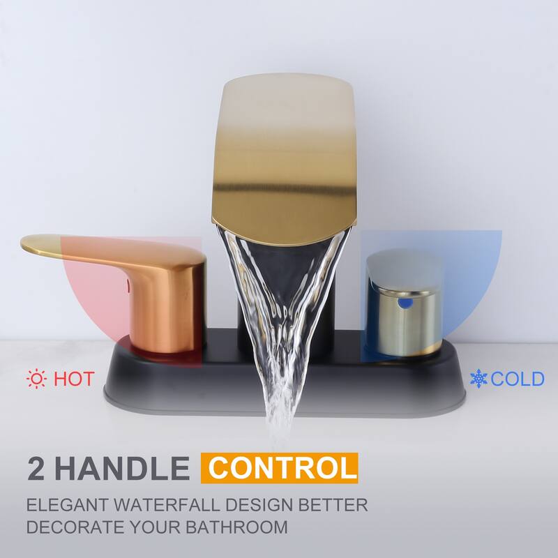 WOWOW 4 in. Centerset Double Handle Waterfall Bathroom Sink Faucet