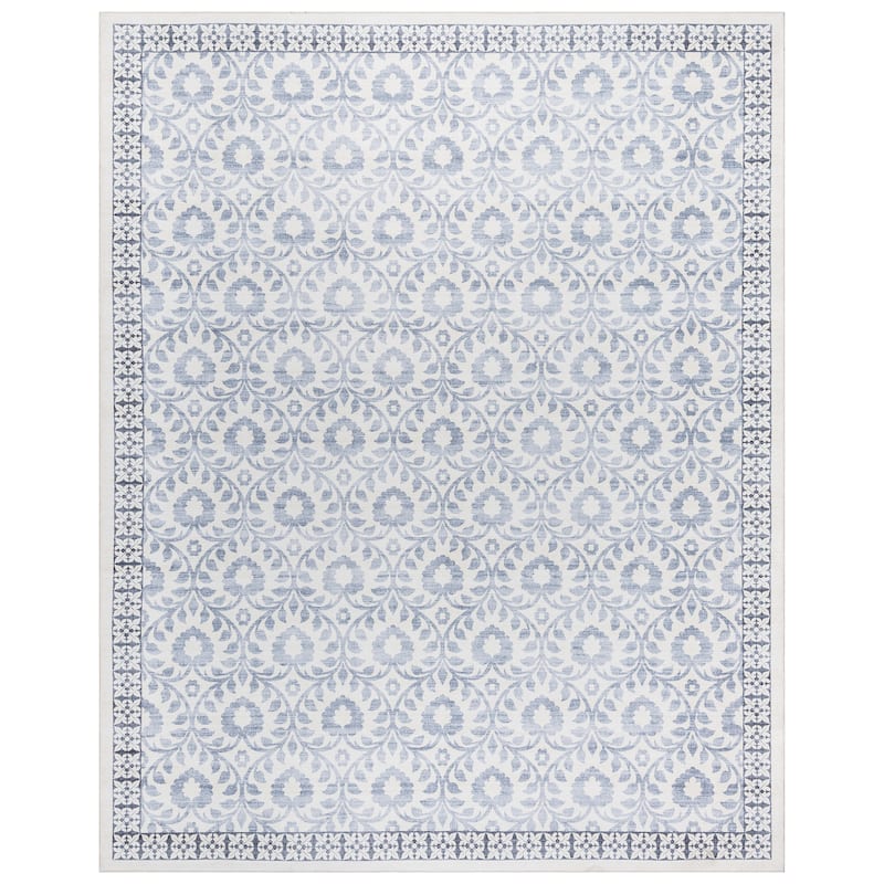 Gertmenian Crystal Print Soft Flat Pile Polyester Slip Resistant Washable Indoor Printed Area Rug Collection - 8' 9" x 13' 1" - Esme Cornblue - Rectangle
