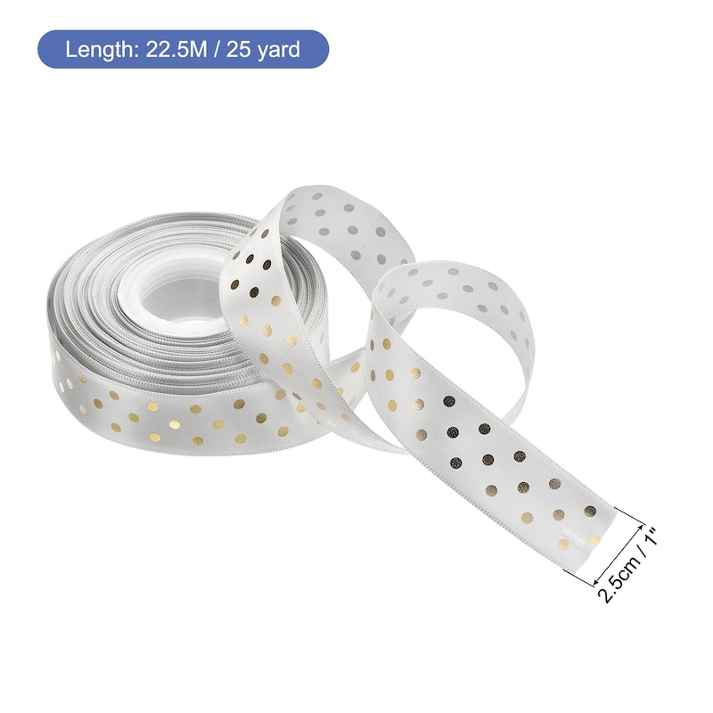 Grosgrain Ribbons 25 Yards Ribbon Bow Decoration for Craft - Grey - 25 Yards x 1 Inch