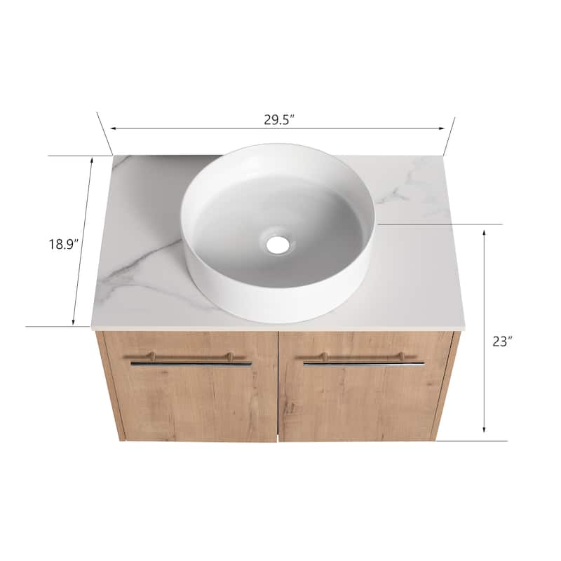 Bathroom Vanity With Sink In 24/30 Inch, Floating Bathroom Vanity With Soft Close Door