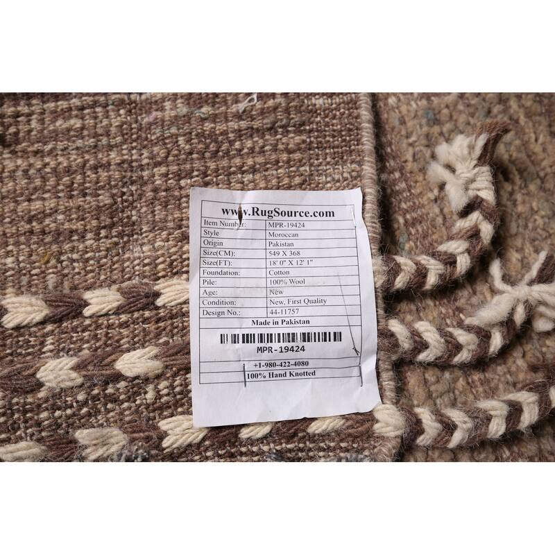 Moroccan Large Modern Area Rug Hand-Knotted Wool Carpet - 12'1"x 18'0"