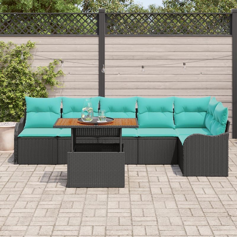 vidaXL 7 Piece Garden Sofa Set with Cushions - 113.2×48.2×27.2