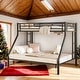preview thumbnail 1 of 28, Wider Design Twin XL over Queen Metal Bunk Bed with Ladder and Safety Guardrails Black