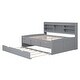 preview thumbnail 6 of 12, Full Captain Bed with Built-in Bookshelves, 3-Storage Drawers and Trundle, Light Grey