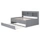preview thumbnail 6 of 43, Full Size Wooden Captain Bed with Built-in Bookshelves, 3-Storage Drawers, and Trundle, Light Grey, Classic Style Bed Frame