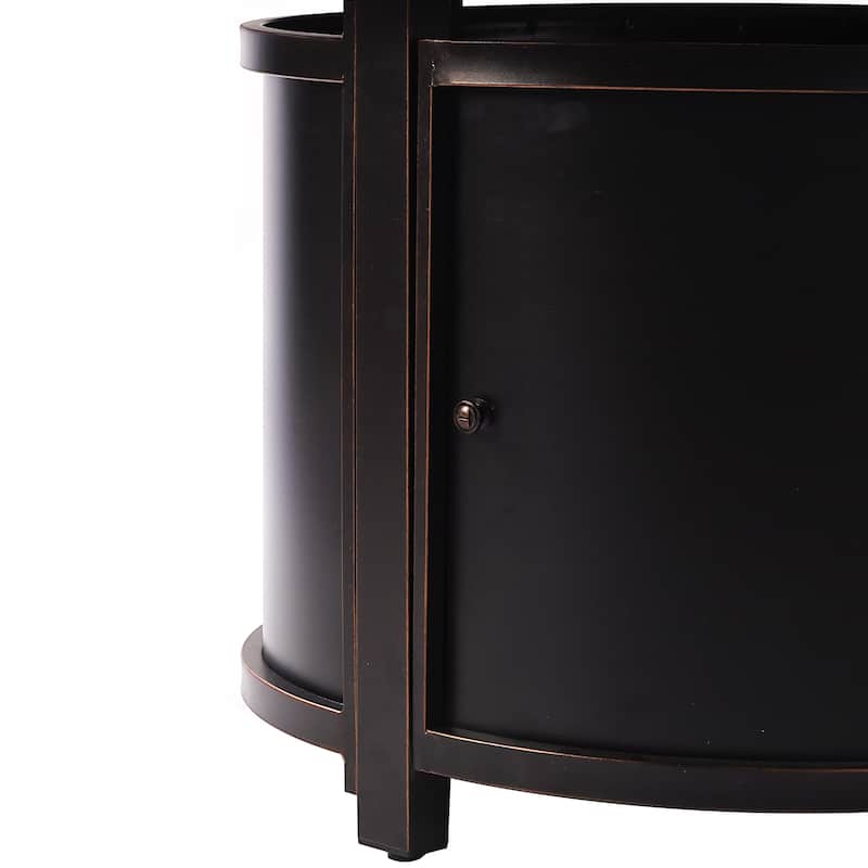 Round 44 in. x 44 in. Aluminum Propane Fire Pit Table with Glass Beads, Two Covers, Lid, 57,000 BTUs - N/A