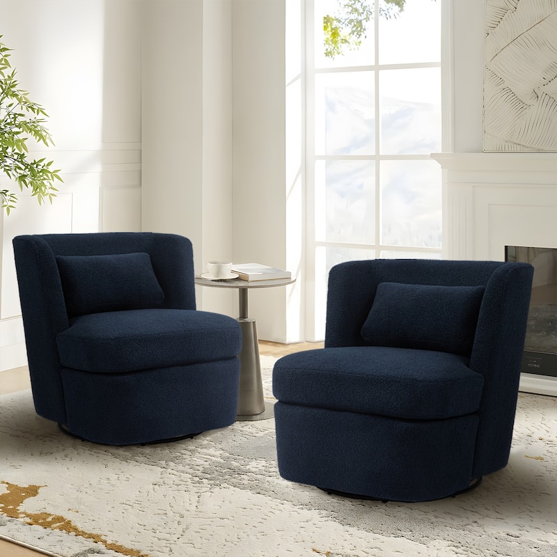 Boucle 360 degree Accent Swivel Barrel Chairs Set of 2